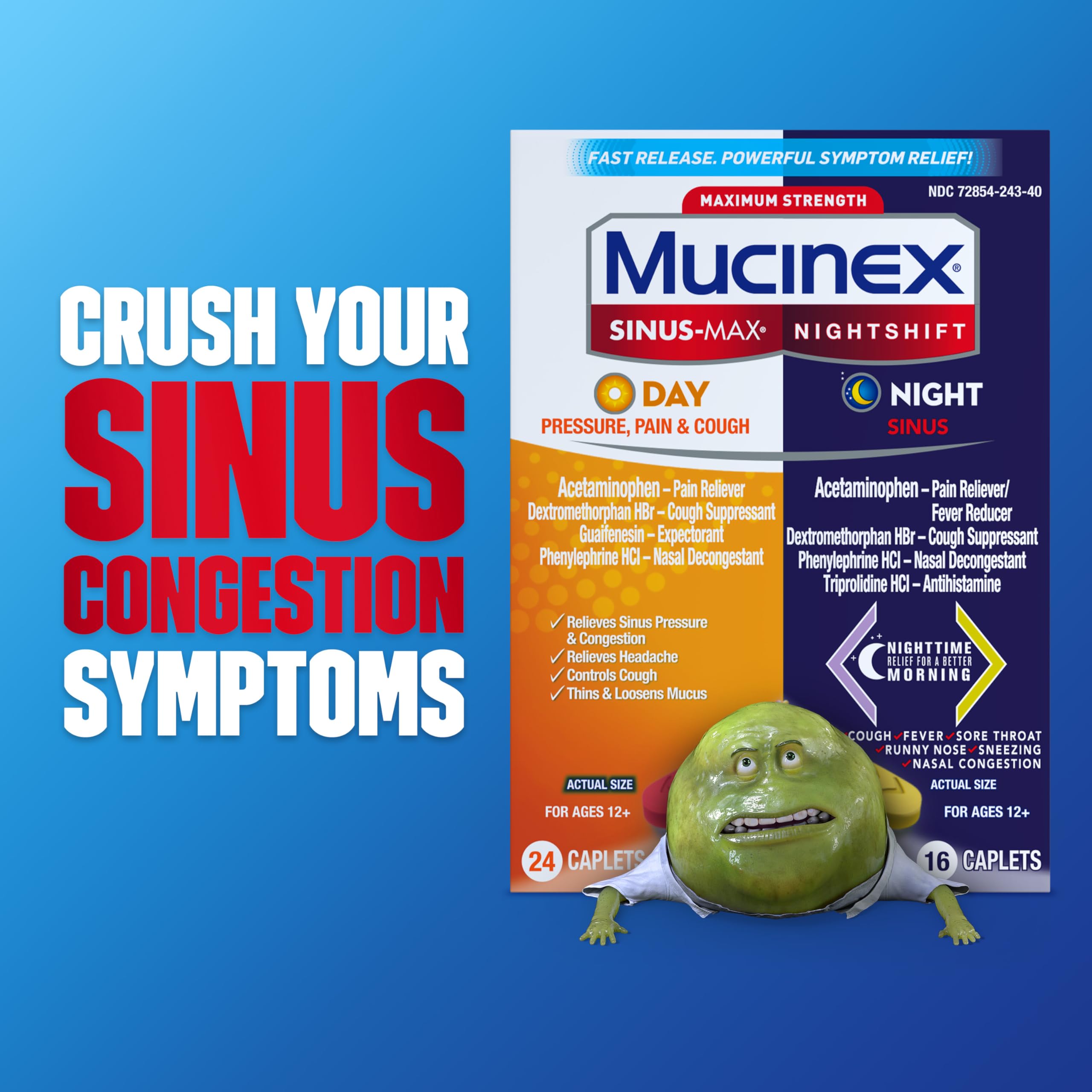 Ingredientes activos por cápsula de Mucinex Día