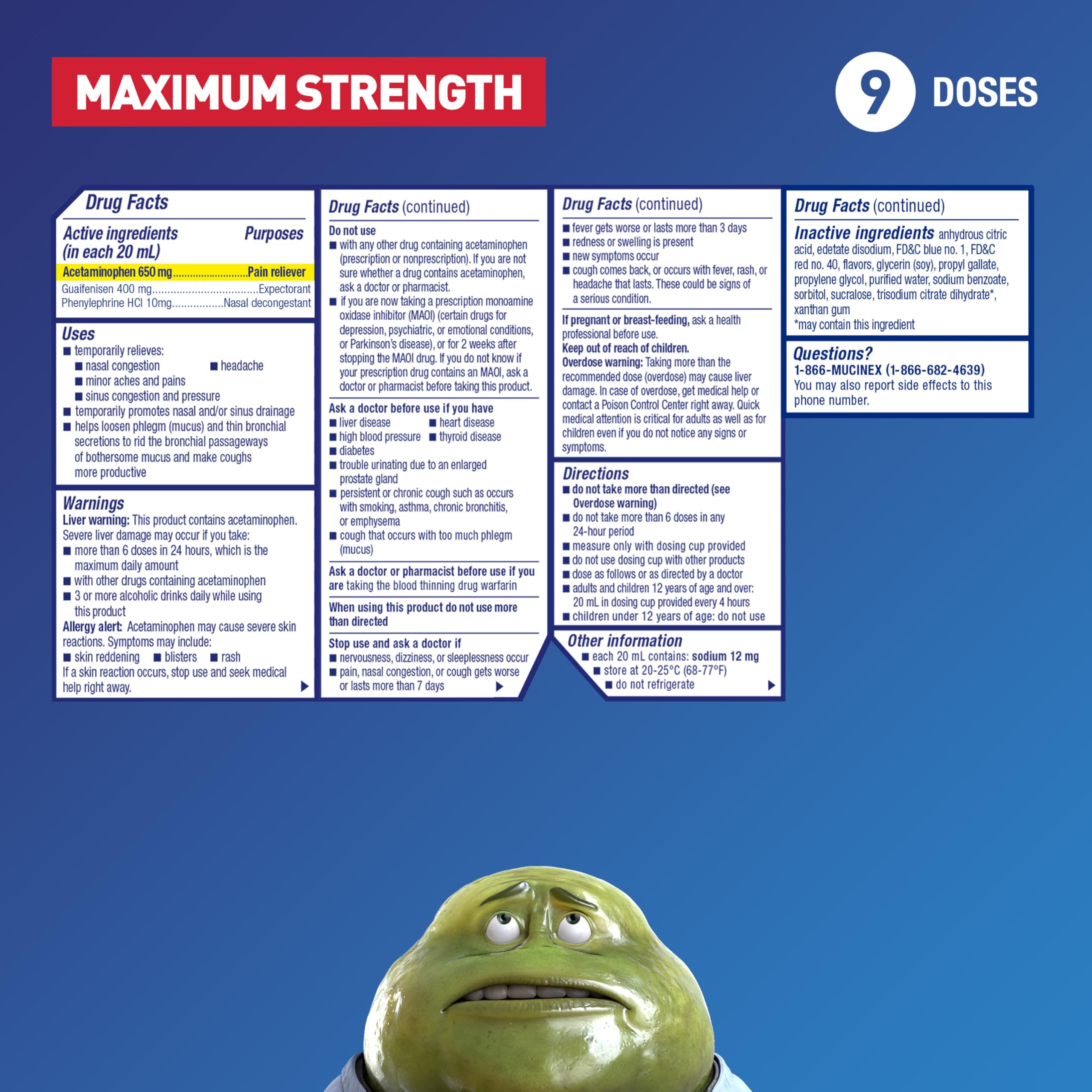 Mucinex Sinus-Max enfocado en aliviar dolor de cabeza.