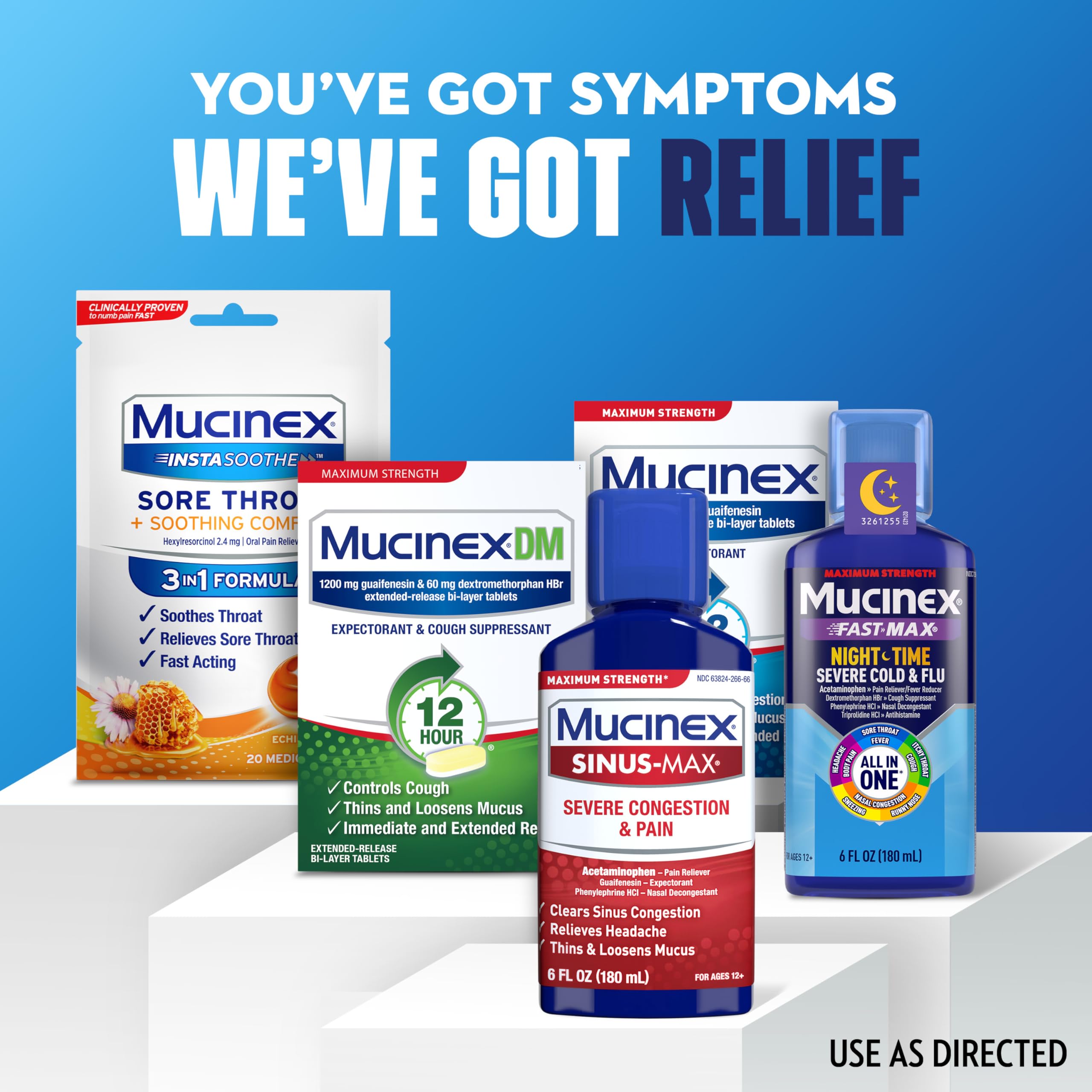 Etiqueta de Mucinex Sinus-Max con instrucciones claras de uso.