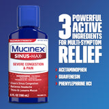 Mucinex Sinus-Max contiene guaifenesina para aflojar la mucosidad.