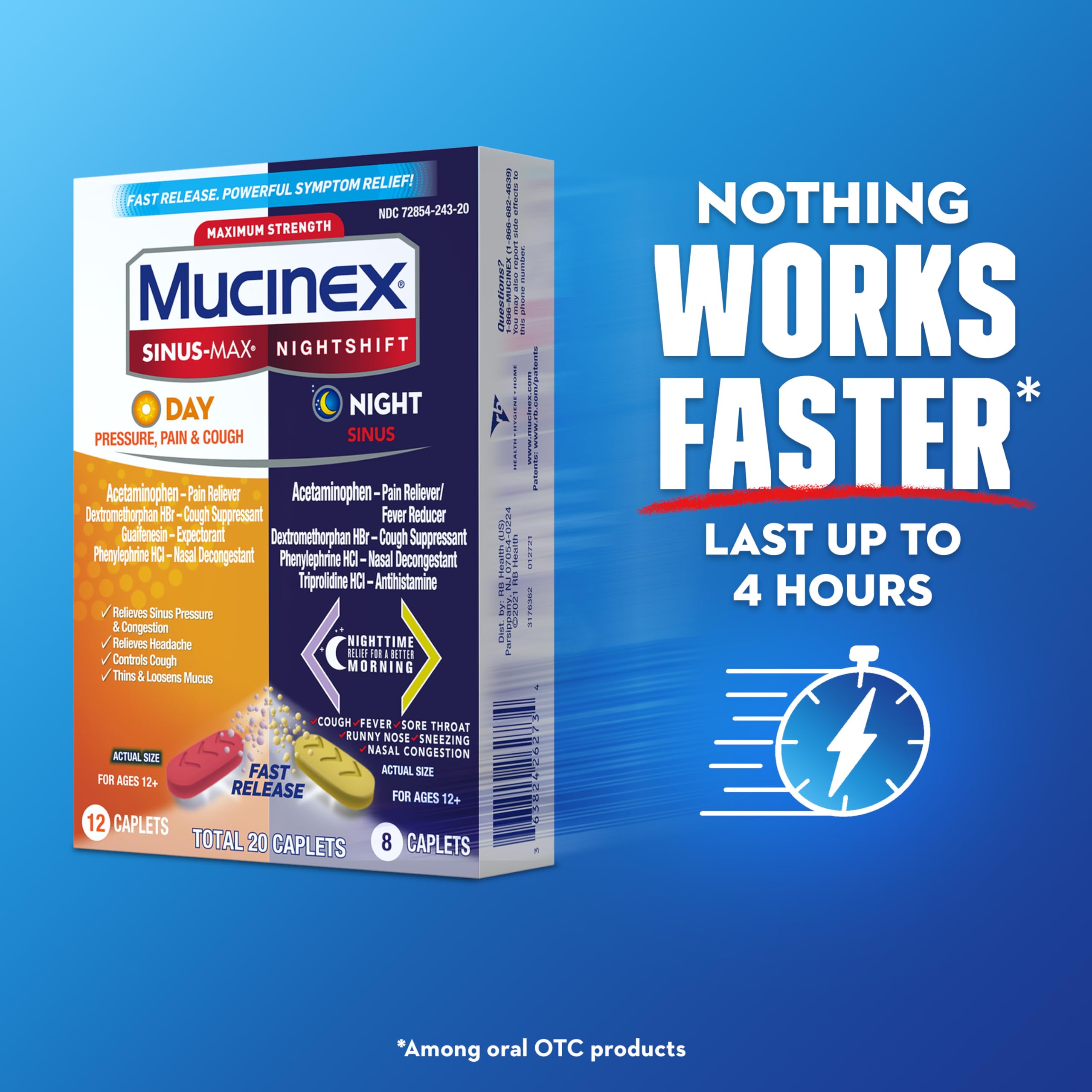 Mucinex Sinus-Max Noche alivia síntomas nocturnos