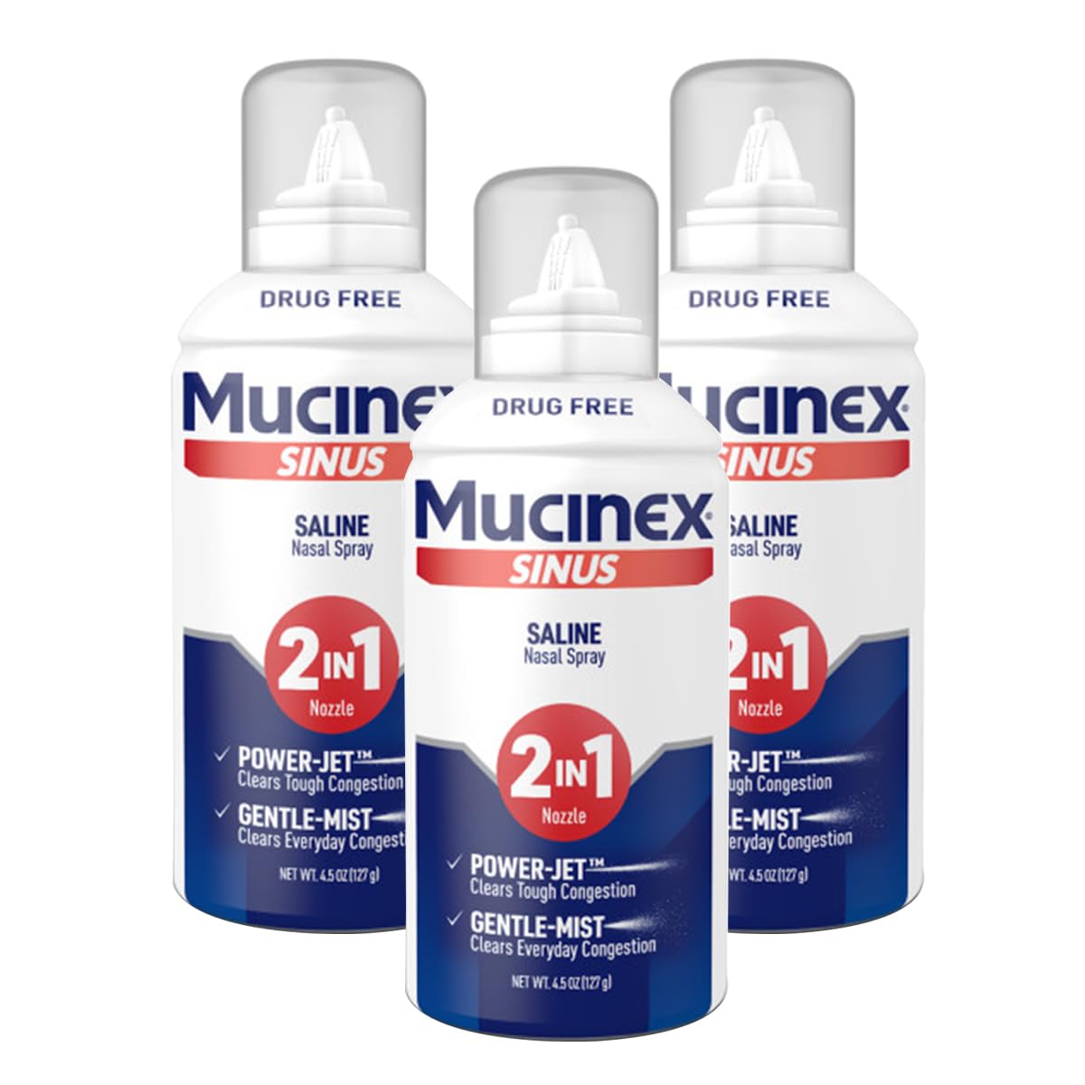 Mucinex Sinus Saline con chorro potente para descongestión nasal