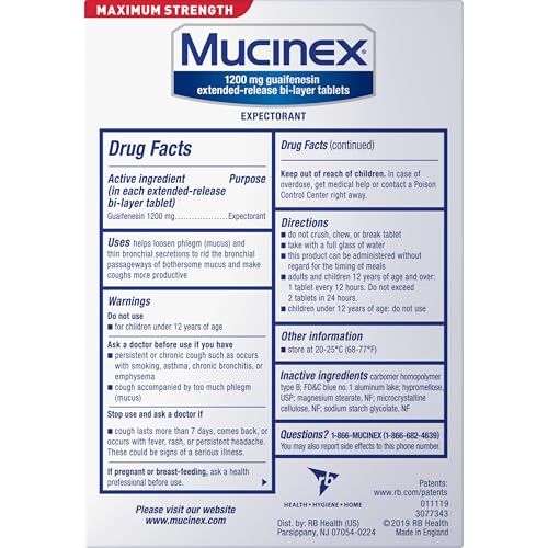 Tabletas bi-capa de liberación prolongada ofrecen alivio sostenido de mucosidad.