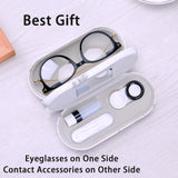 Espejo integrado en estuche Muf para quitar lentes.