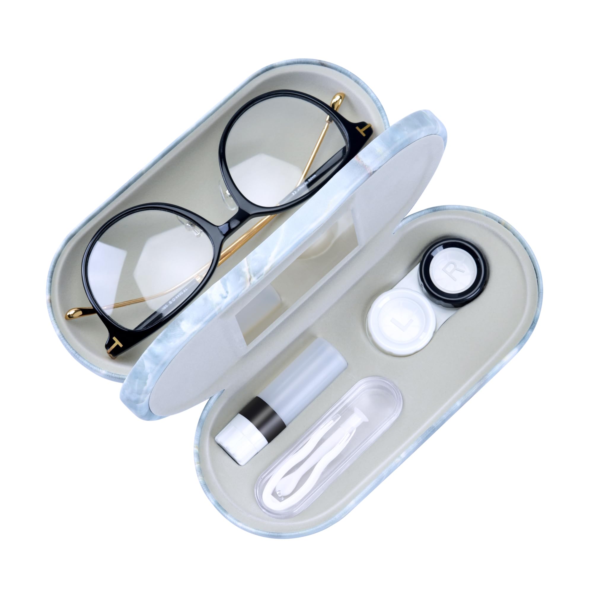 Muf estuche doble con espejo, ideal para ordenar gafas y lentes en viaje