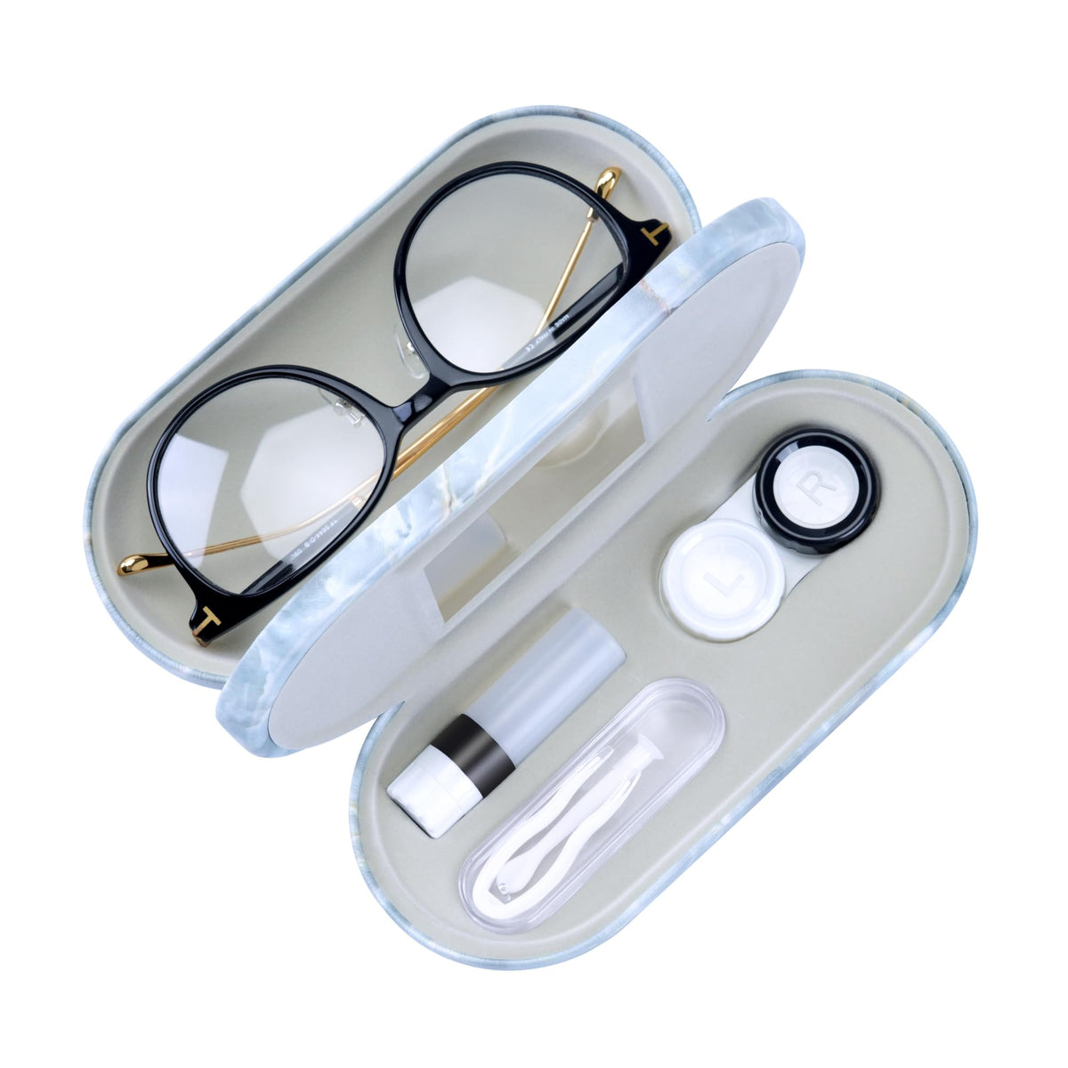 Muf estuche doble con espejo, ideal para ordenar gafas y lentes en viaje