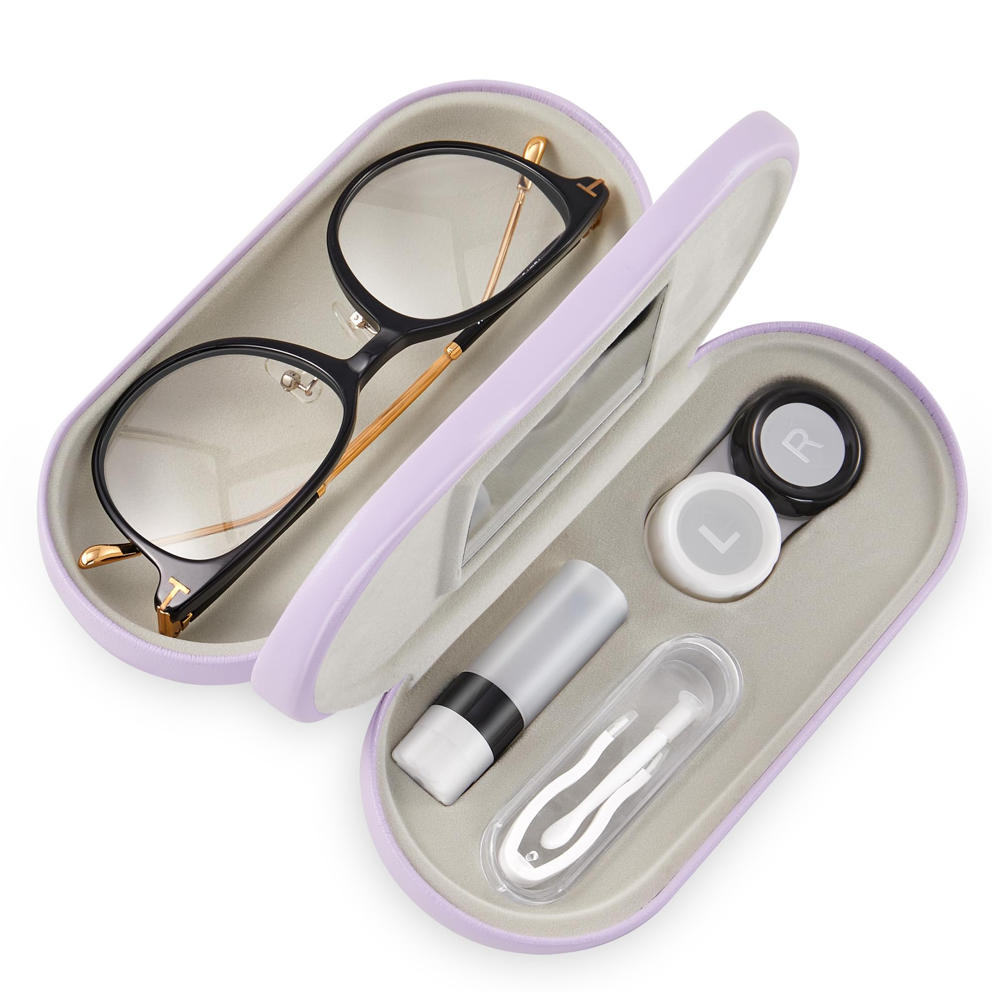 Muf estuche doble uso para lentes y gafas, ideal para organizar ambos en un solo estuche.