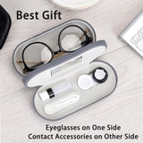 Estuche Muf gris duradero en cuero sintético protege lentes y gafas.