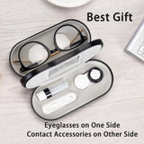 Kit Muf de viaje con botella de solución y accesorios para lentes.