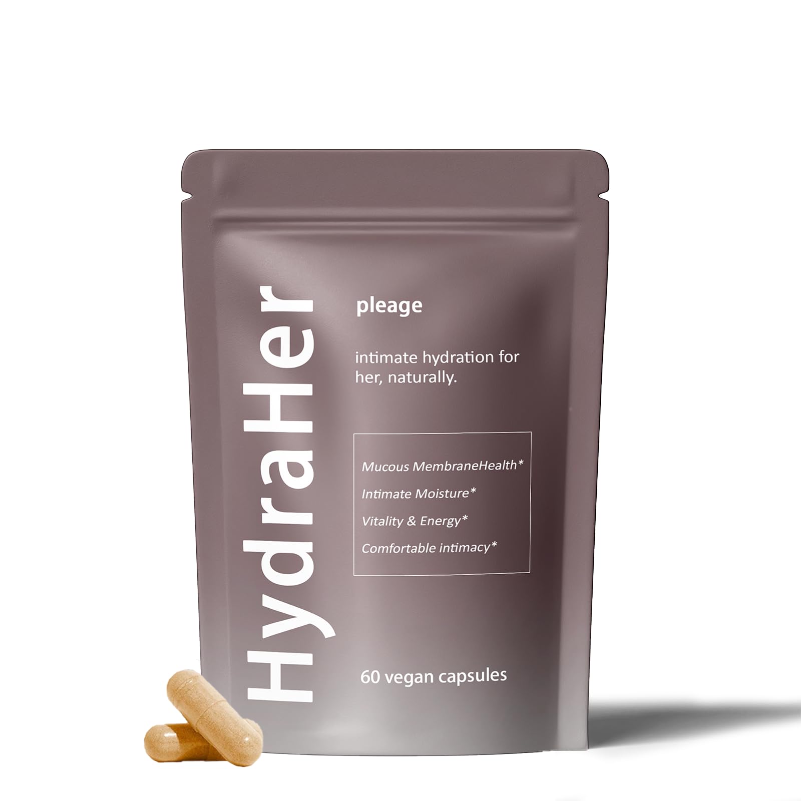Mujruko Pleage HydraHer: cápsulas para hidratación íntima y confort diario.
