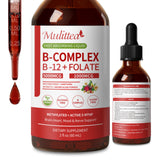Mulittea Complejo B gotas 60 ml en botella, apoyo potencial de energía diaria.