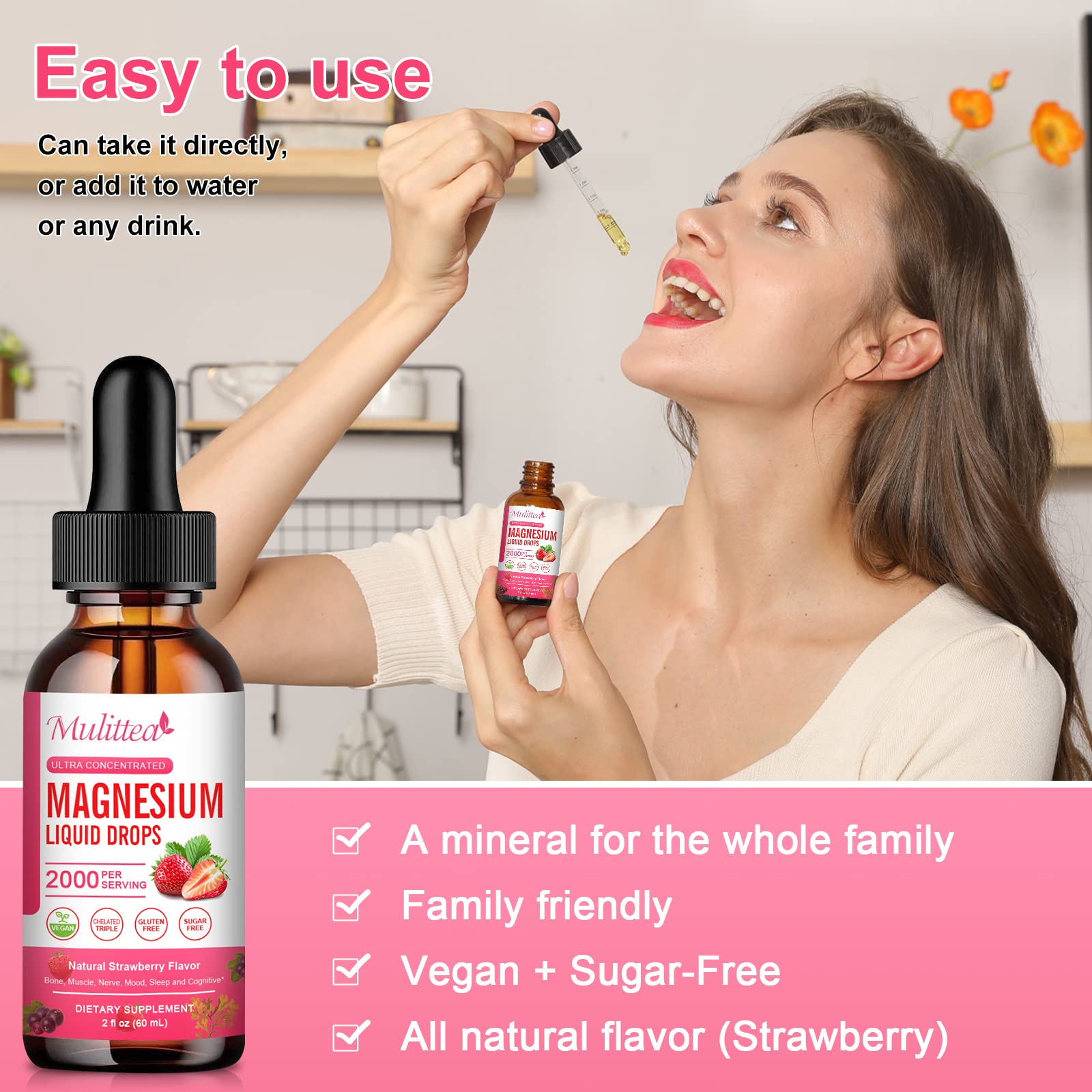 Etiqueta clara de Mulittea Magnesium Glycinate Líquido