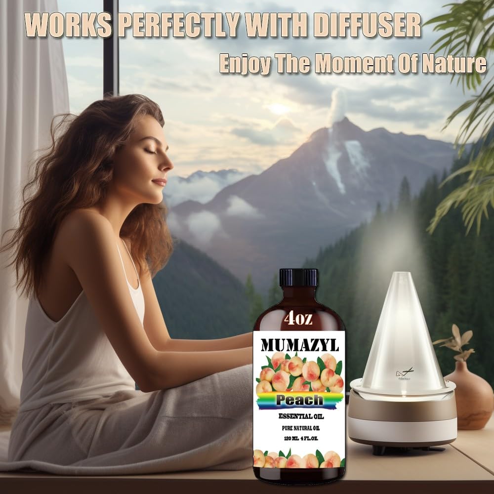 MUMAZYL aceite de melocotón para difusor, crea ambientes tranquilos en casa.