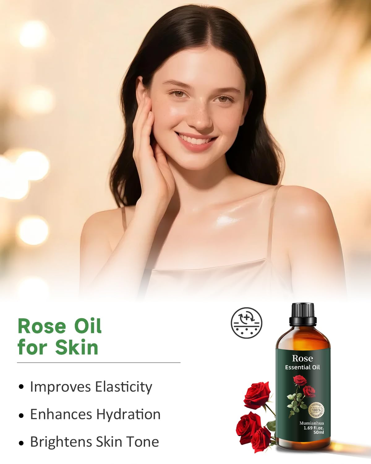 Mumianhua Aceite de Rosa para cuidado de piel, hidratación suave.