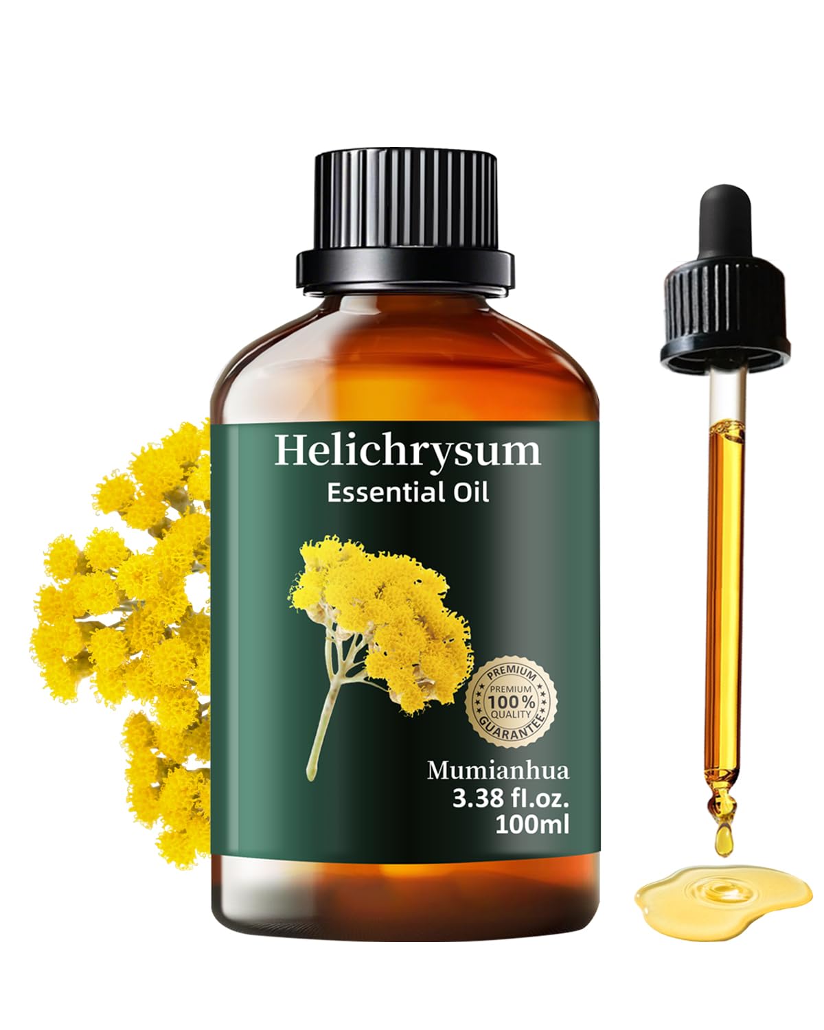 Mumianhua Helichrysum: botella vertiendo aceite para ambientación y perfumería casera