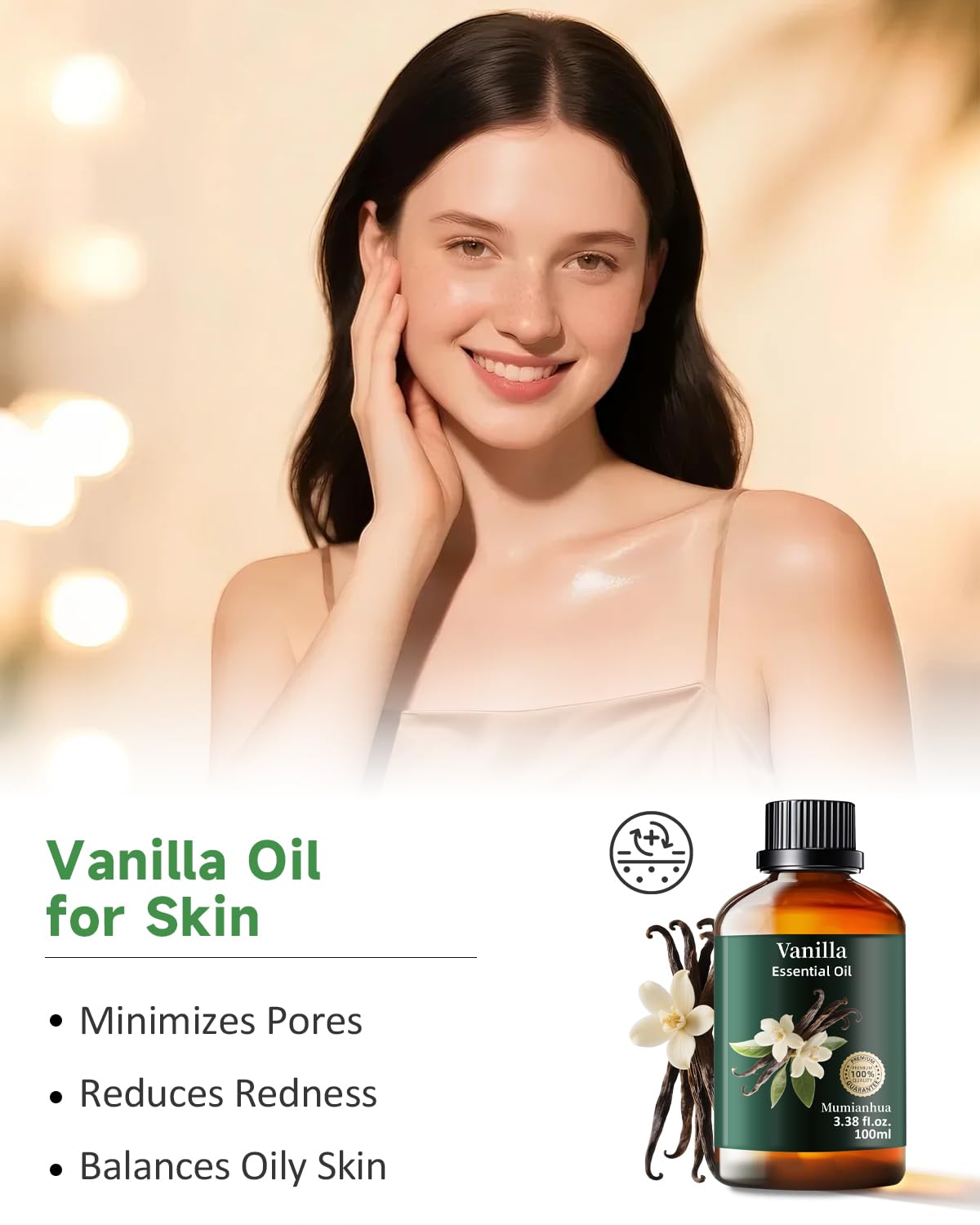 Mumianhua Aceite de vainilla para aplicación en piel: cuidado suave y fragancia sutil