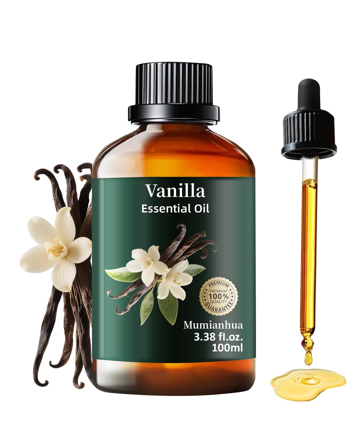 Mumianhua Aceite de vainilla: vertido suave para aroma cálido y envolvente