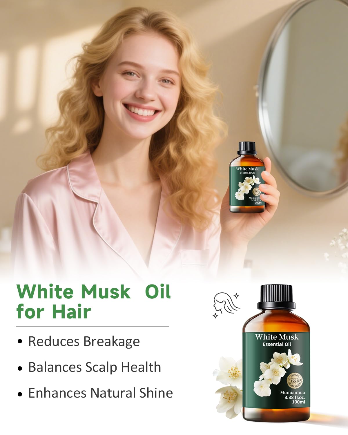 Fragancia de almizcle blanco con bergamota para perfumar ambientes.