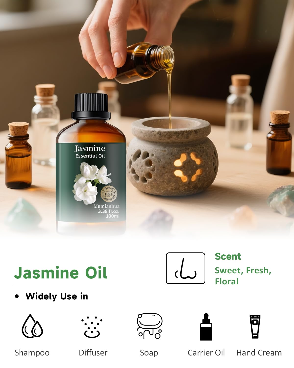 Mumianhua Jazmín, ambiente romantico, perfuma la sala.