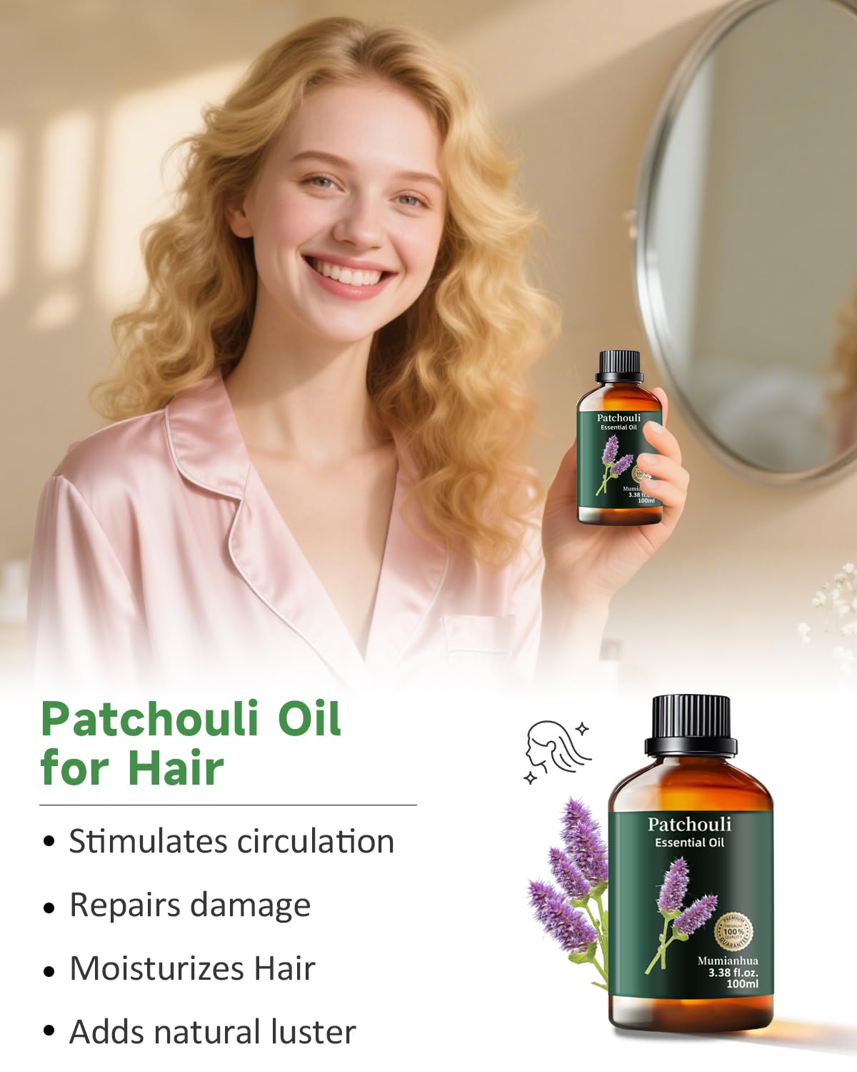 Cuidado de piel y cabello con Patchouli Mumianhua cuando se diluye adecuadamente