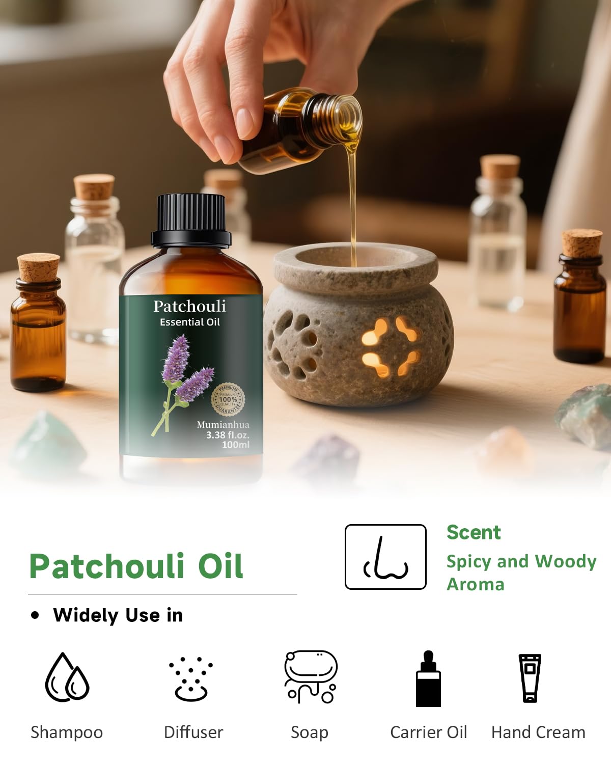 Jabones artesanales con Patchouli Mumianhua aportando carácter artesanal