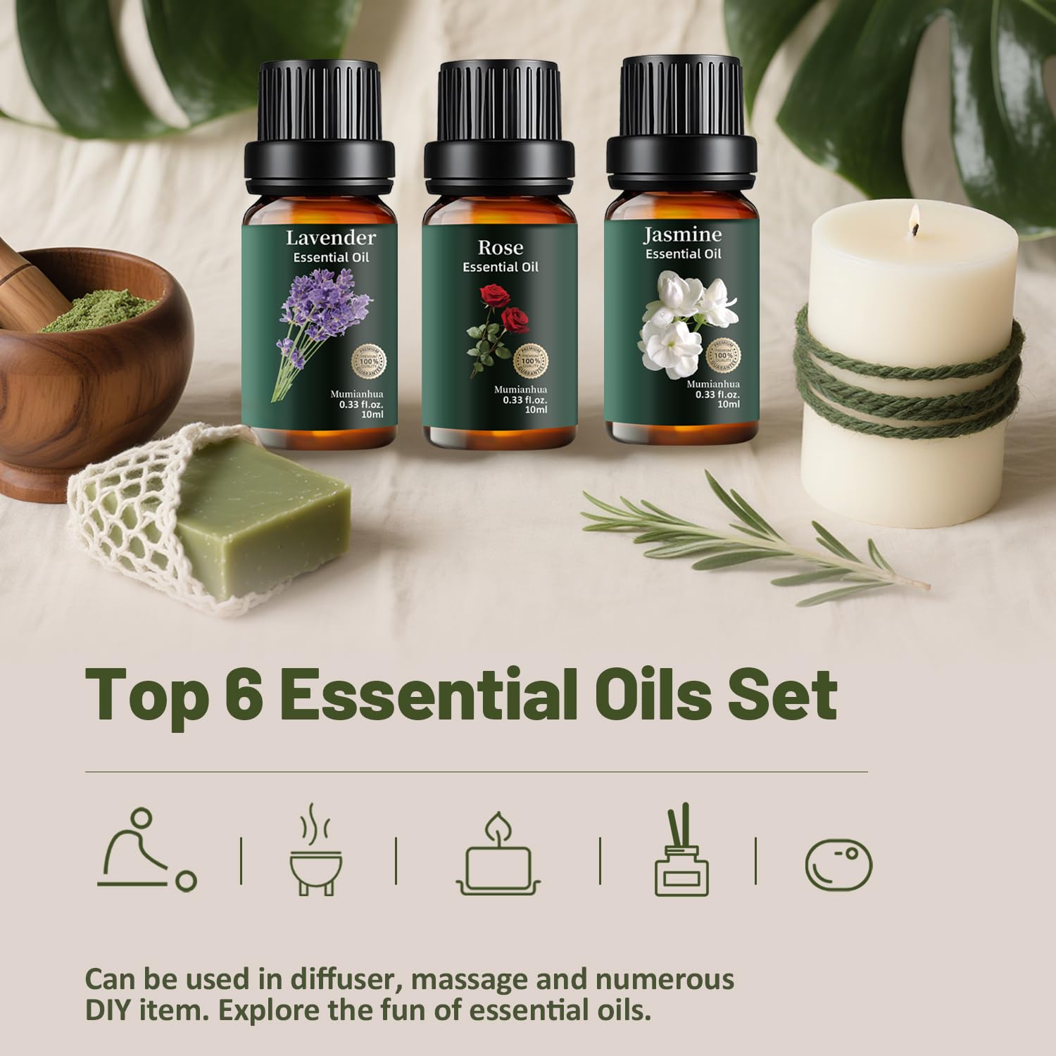 Mumianhua Jazmín 10 ml para experiencia romántica y difusor