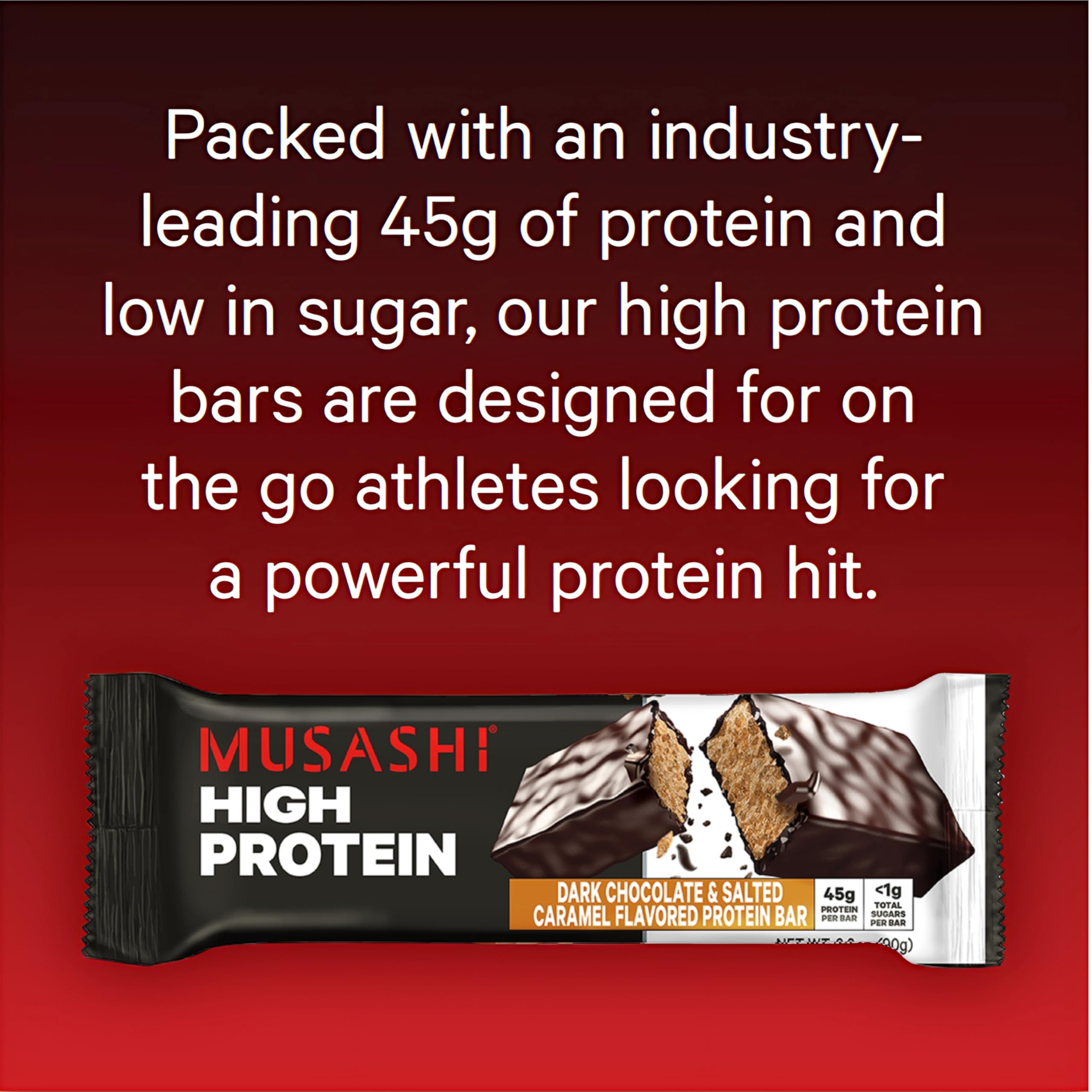 Barra MUSASHI caramelo salado proporciona energía rápida durante el entrenamiento.