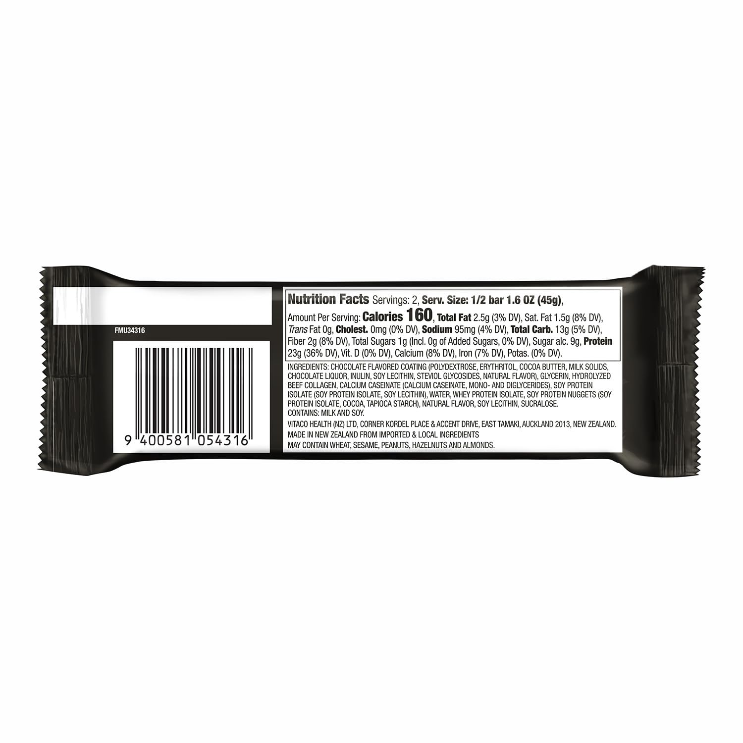 Barra proteica MUSASHI, ingredientes premium para entrenamiento y recuperación.