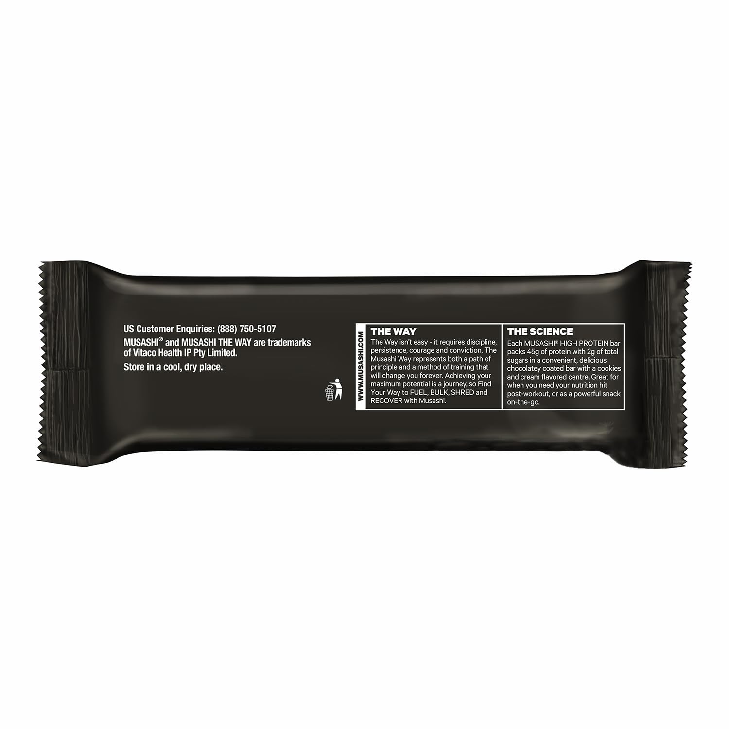 Barra proteica MUSASHI Rocky Road, sabor intenso tras el ejercicio.