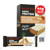 Barra MUSASHI proteica sabor blanco chocolate caramelo para recuperación tras entrenamiento
