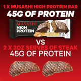 Barra MUSASHI proteina galletas crema en bolsa, snack para llevar.