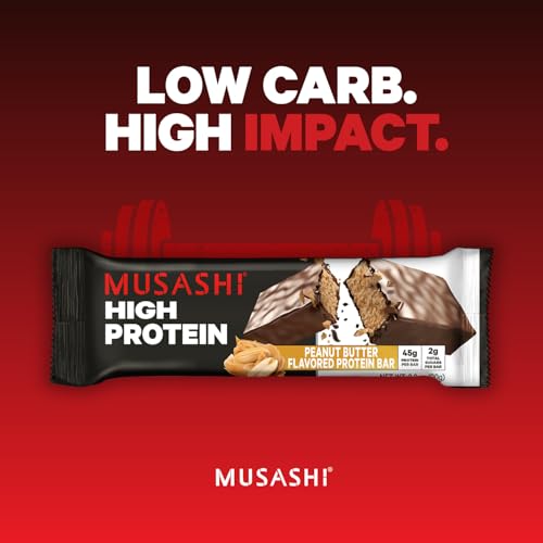 MUSASHI barrita de 90 g, porción conveniente para merienda.