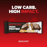 MUSASHI barrita de 90 g, porción conveniente para merienda.
