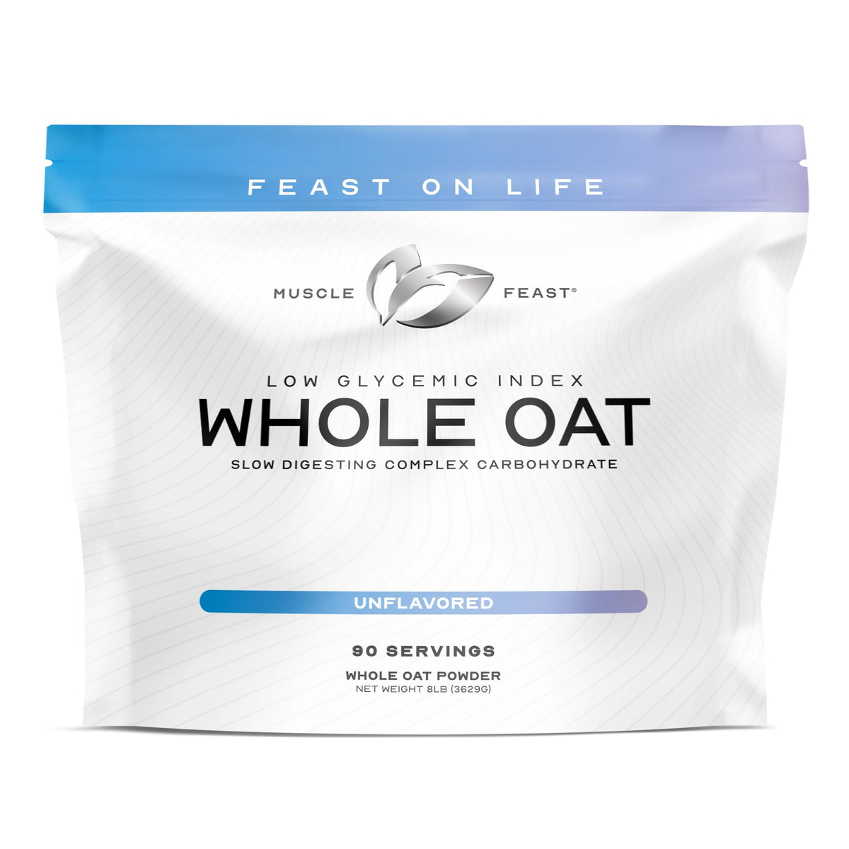 Muscle Feast avena en polvo sin sabor, lista para batidos y recetas.