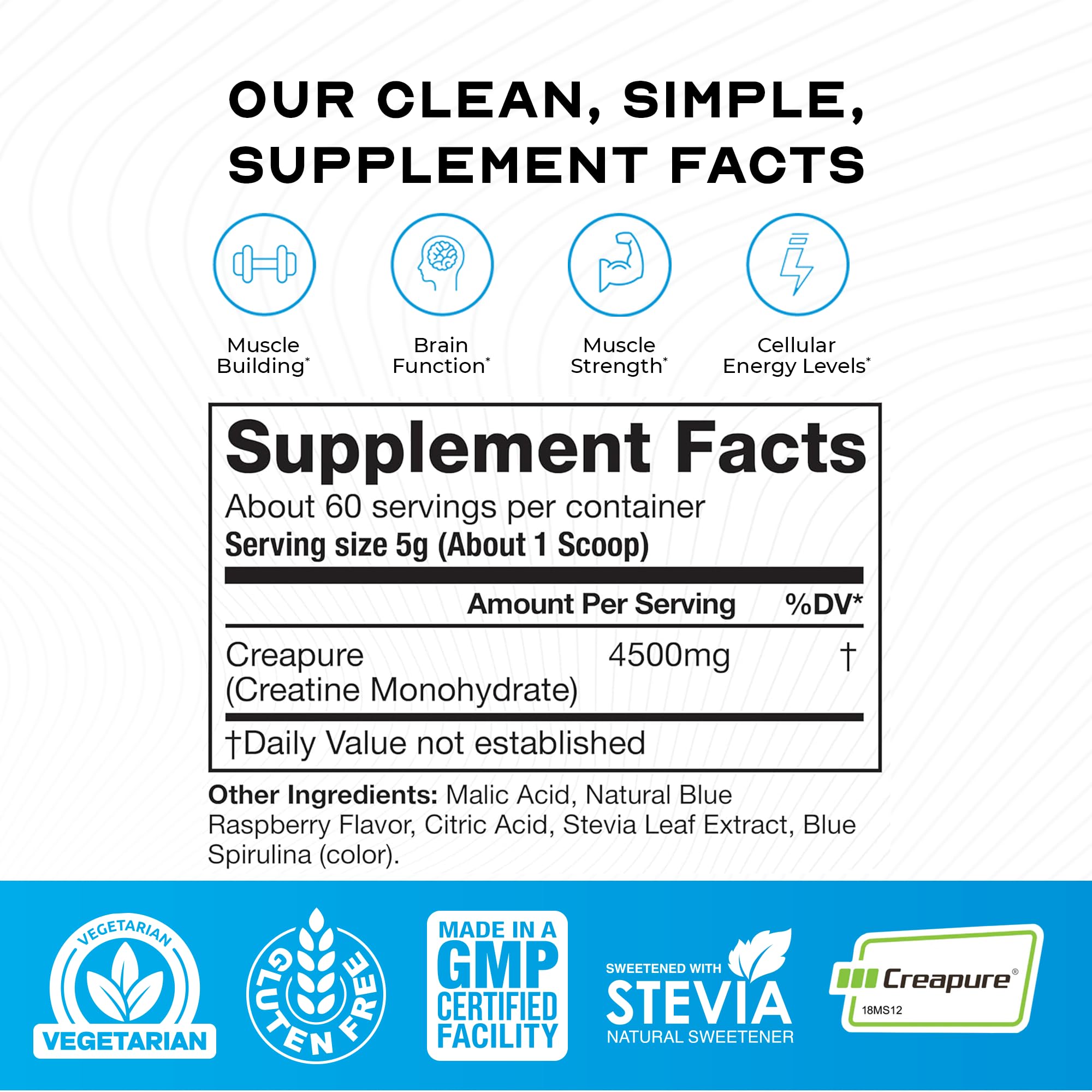Muscle Feast Creapure taza medidora para medir dosis con precisión.