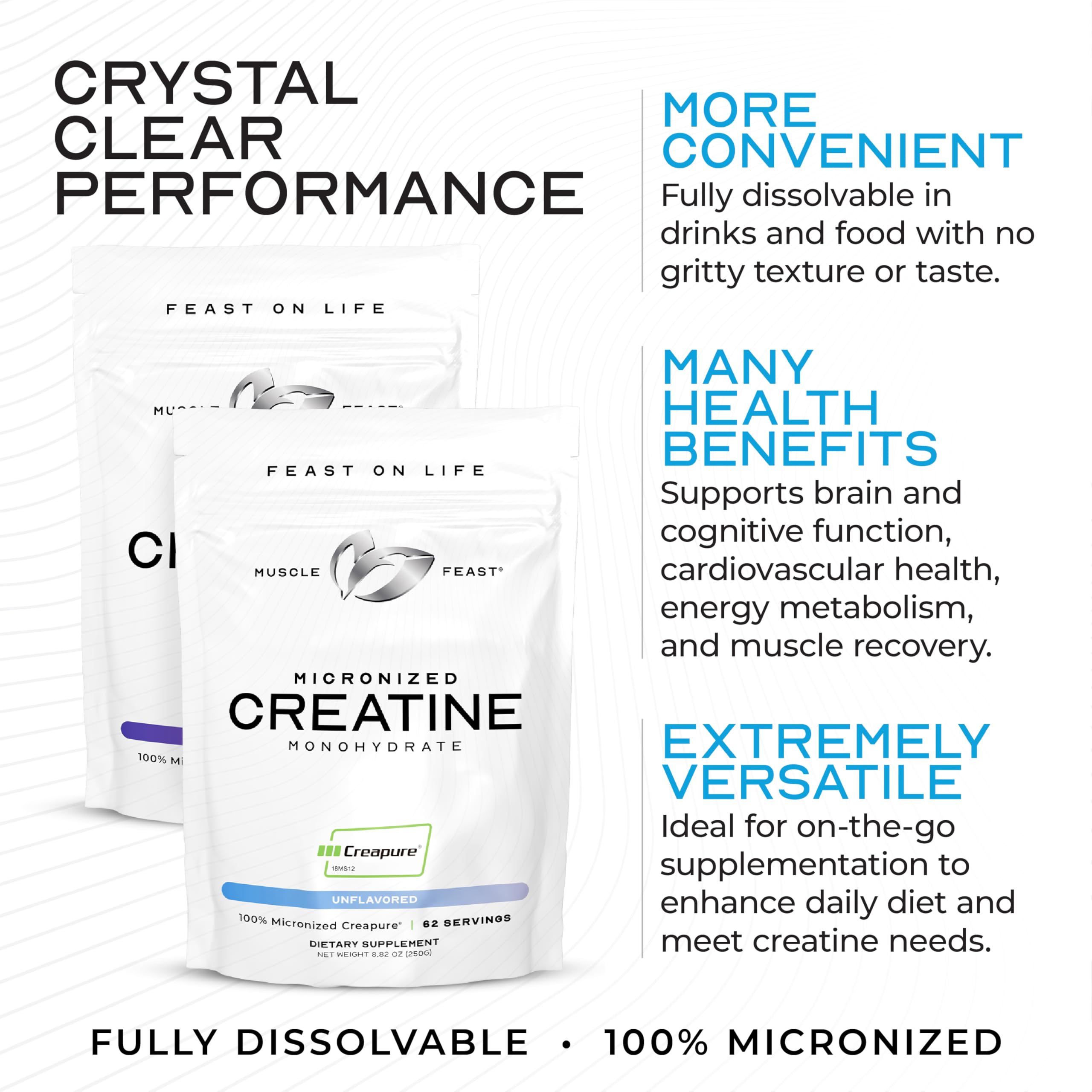 Creapure de Muscle Feast: pureza alemana para resultados consistentes.