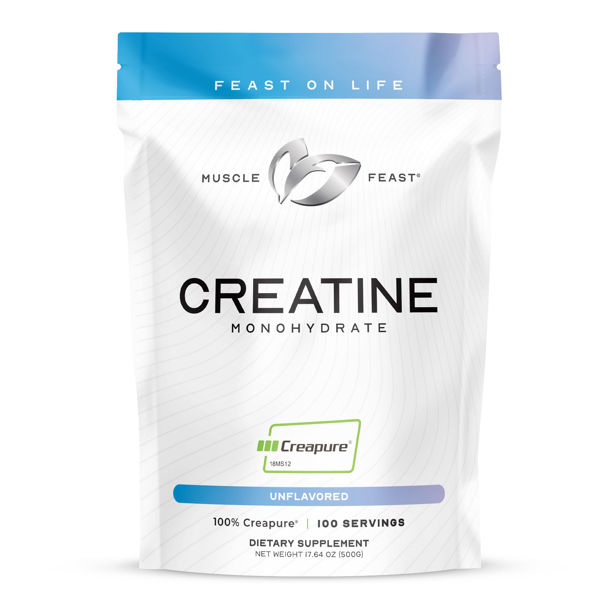Muscle Feast Creapure Monohidrato en saco 500 g, polvo puro para entrenos.
