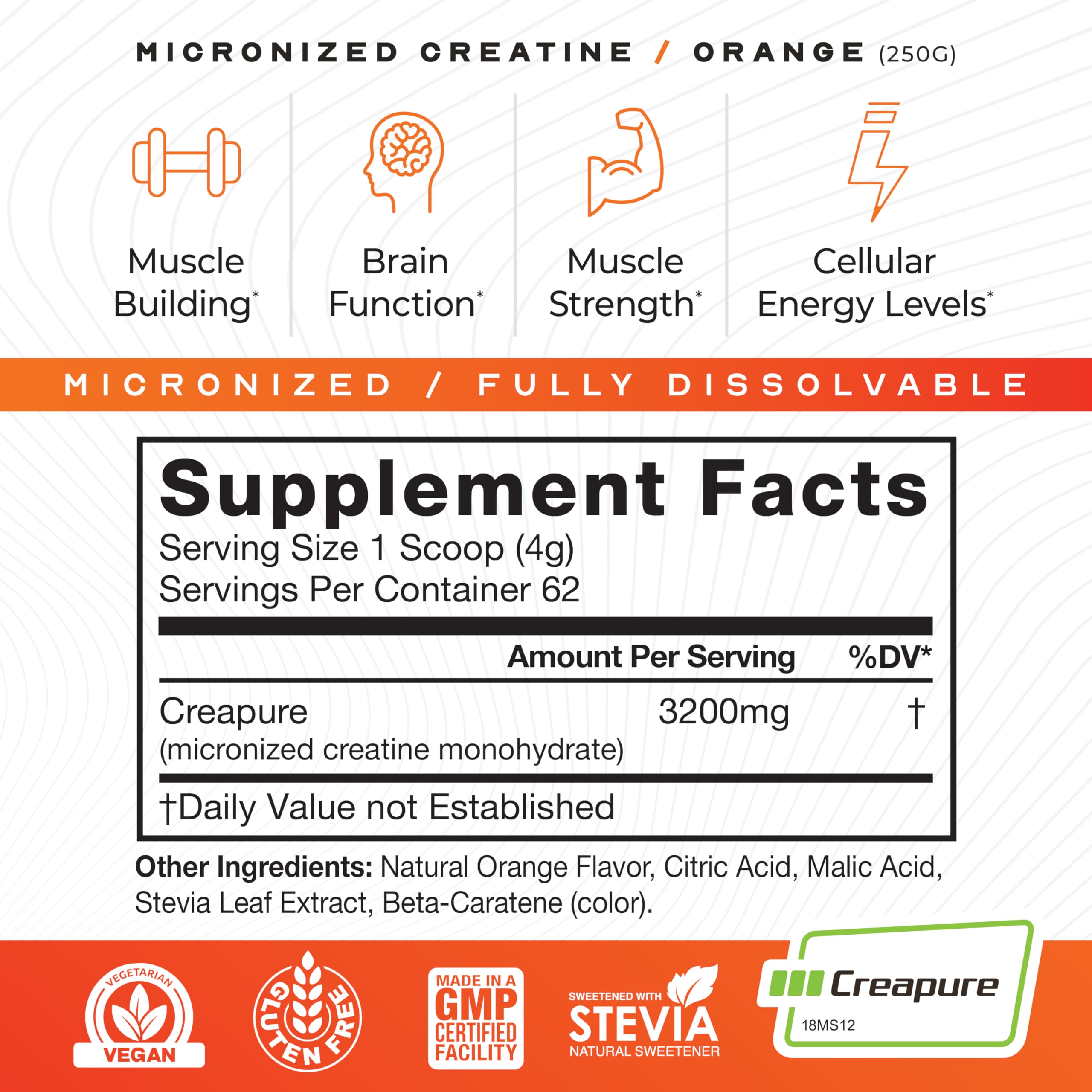 Muscle Feast Creapure polvo micronizado, se disuelve fácilmente en bebidas.