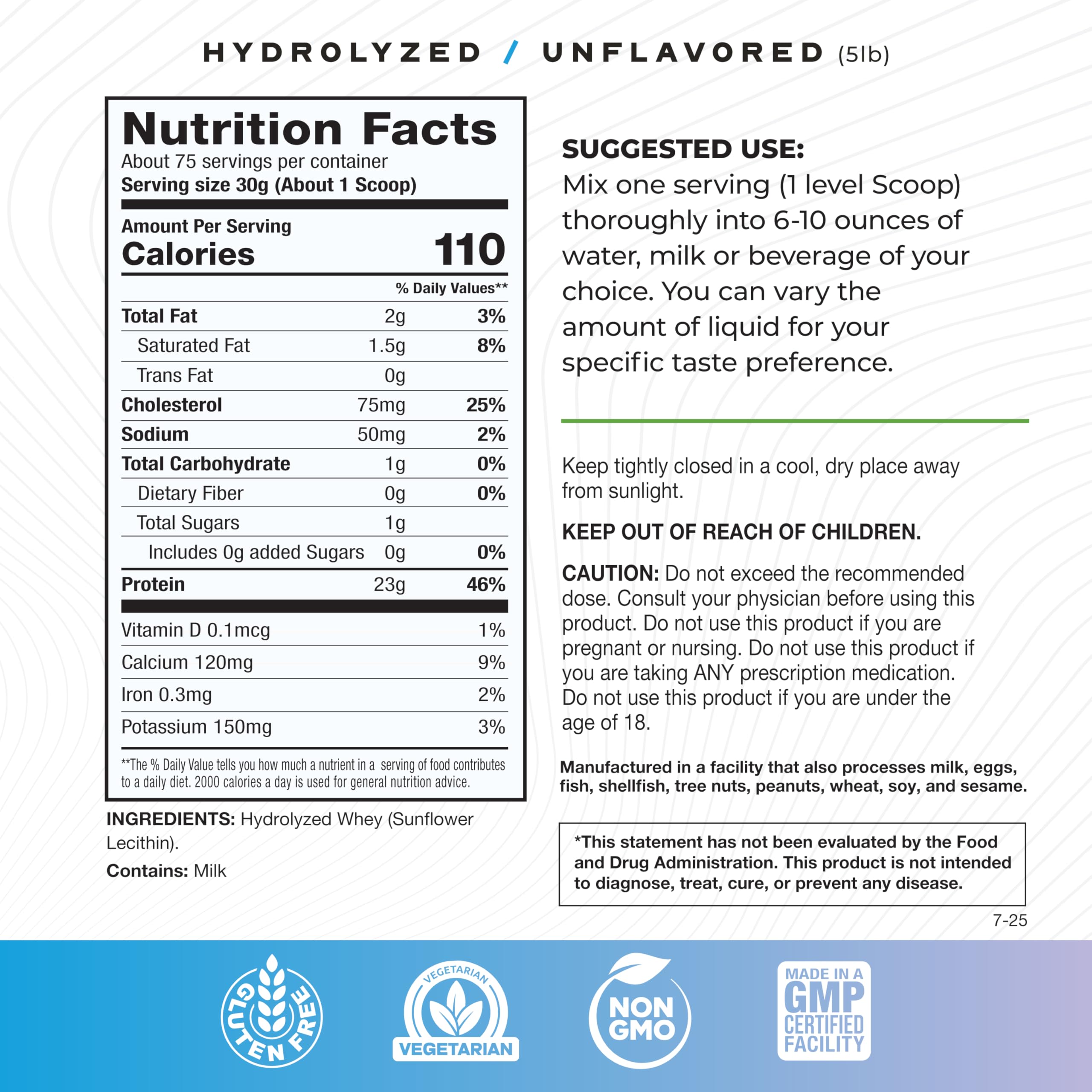 Muscle Feast polvo proteina hidrolizada sin gluten, envase limpio y ordenado
