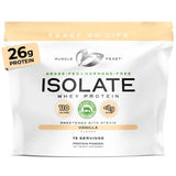 Muscle Feast proteína aislada de vainilla en envase de 5 lb para entrenamiento