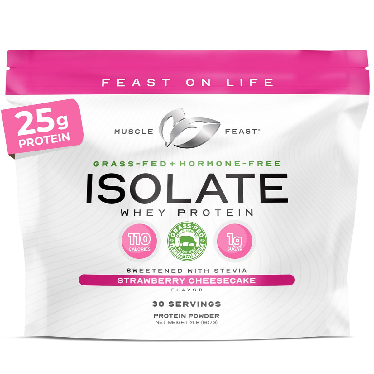 Muscle Feast whey isolate de pastoreo, proteína limpia para entrenamientos diarios.