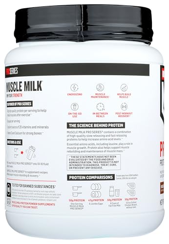 Muscle Milk Pro Series 50 Knockout Chocolate: etiqueta nutricional con 50 g de proteína