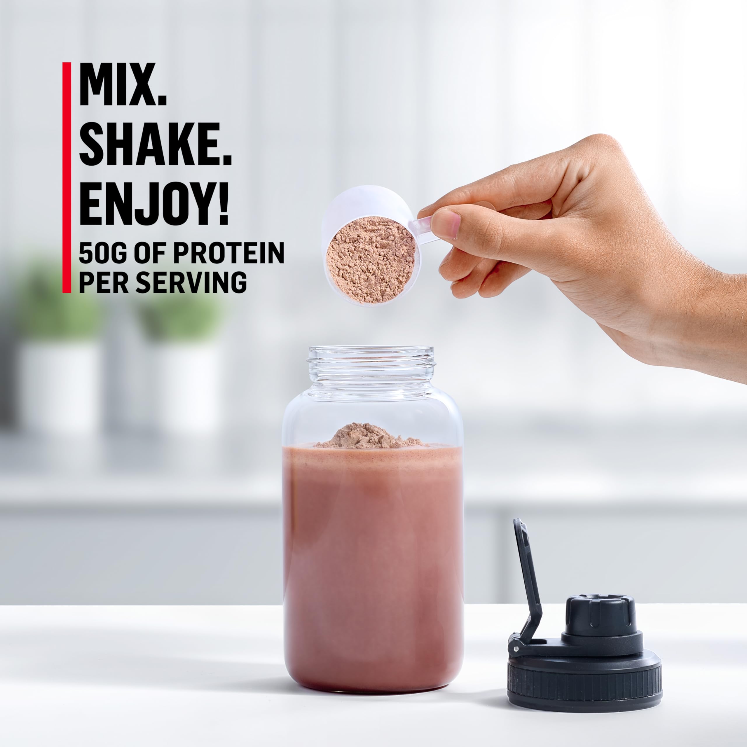 Proteína 50 g por porción para apoyar la masa muscular.