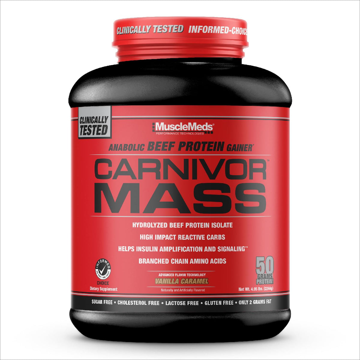 MuscleMeds CARNIVOR Mass: empaque frontal para ganancia de masa