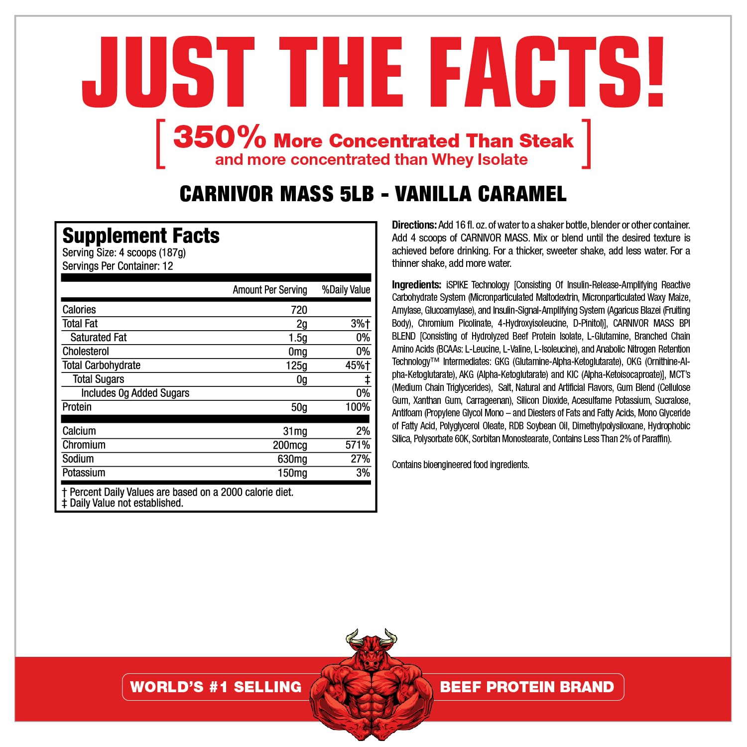 MuscleMeds CARNIVOR Mass: porción de proteína de res para incremento de masa