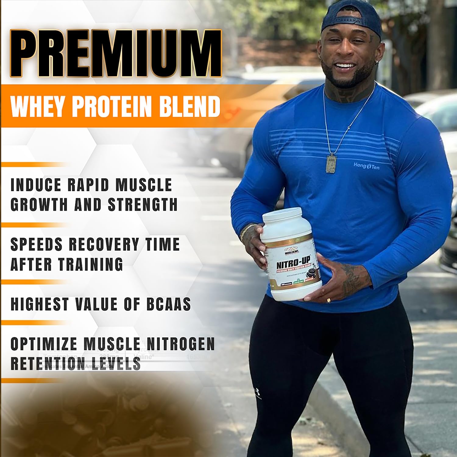 Cucharita de medición de MUSCLEOLOGY Nitro-Up para dosis precisas.