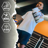 Vaso para mezclar MUSCLEOLOGY Nitro-Up tras entrenar.