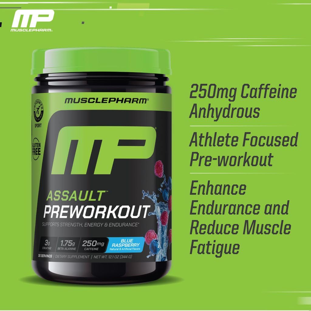MusclePharm Assault mezcla de ingredientes clave para energía y rendimiento sostenido