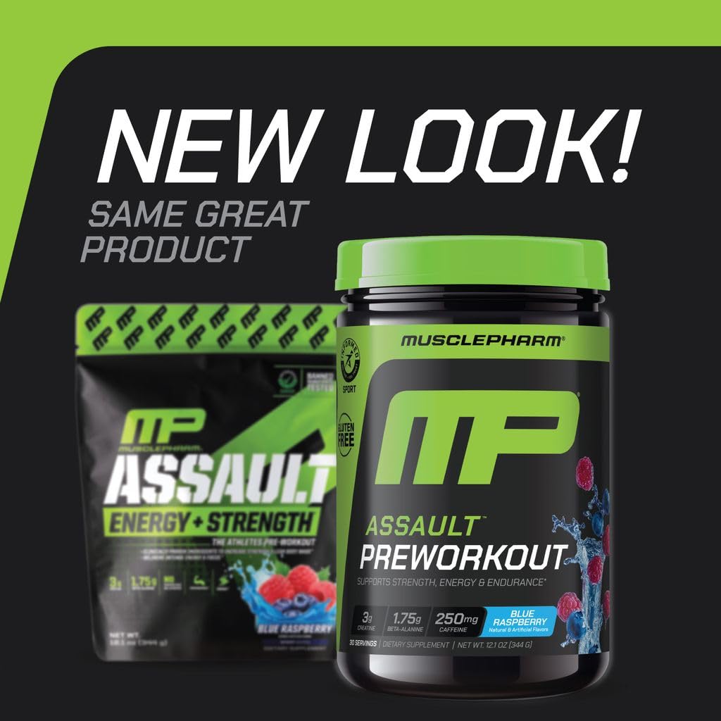 MusclePharm Assault sabor arándano azul para una mezcla revitalizante y sabrosa