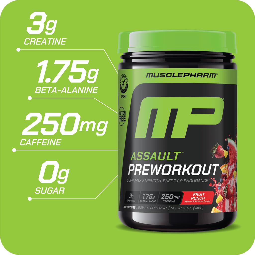 MusclePharm Assault, textura de polvo aromático lista para mezclar